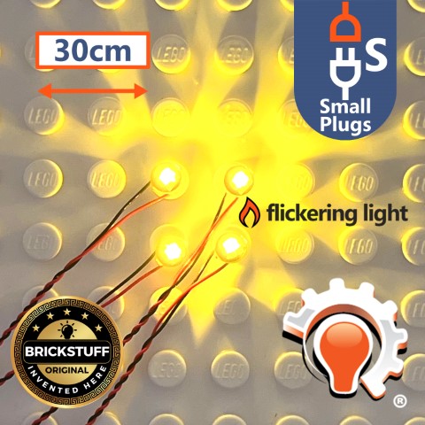 Brickstuff Flickering Orange Pico LED Light 4-Pack with 30cm (12in) Cables
