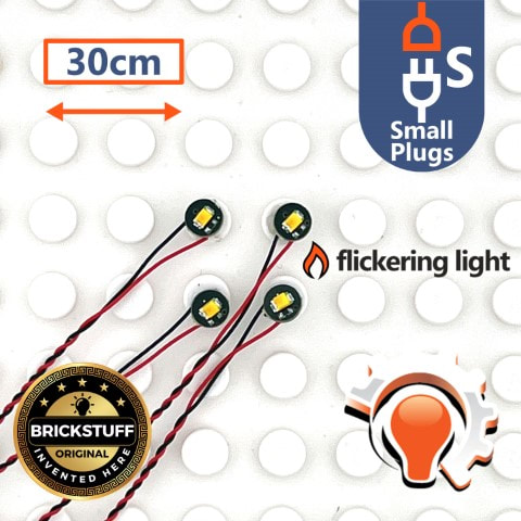 Brickstuff Flickering Orange Pico LED Light 4-Pack with 30cm (12in