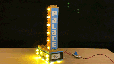 Animated gif of the Brickstuff full theater marquee light kit