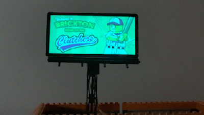Animated gif of Brickstuff Clutchers baseball team animated billboard.