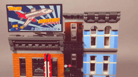 Animated gif of Brickstuff Brickville Airlines animated billboard.